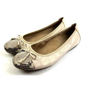 Vionic 7.5 Flats Minna Snakeskin Cap Toe Slip On Shoes Comfort Arch Support